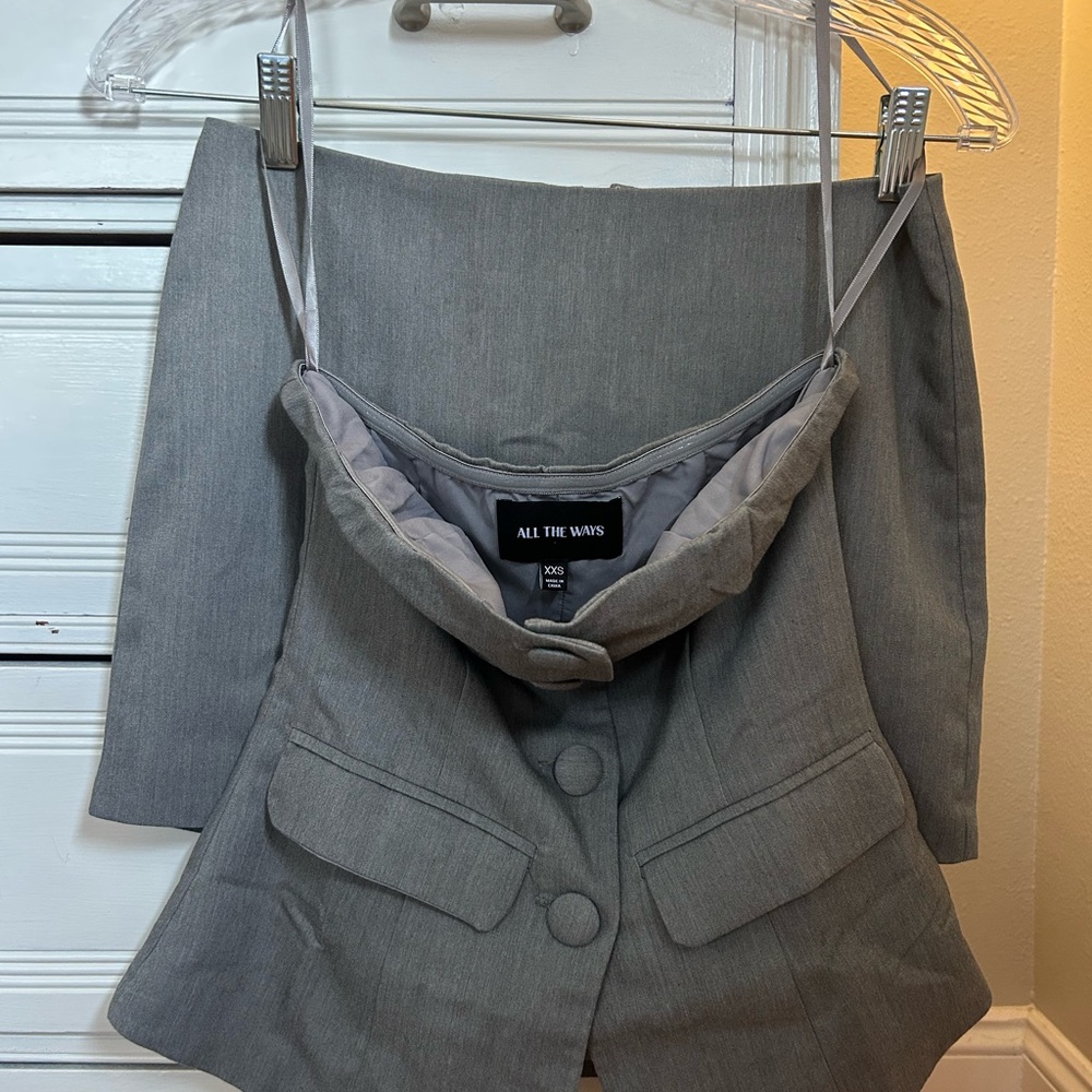Gray All The Ways Blazer and Skirt Set